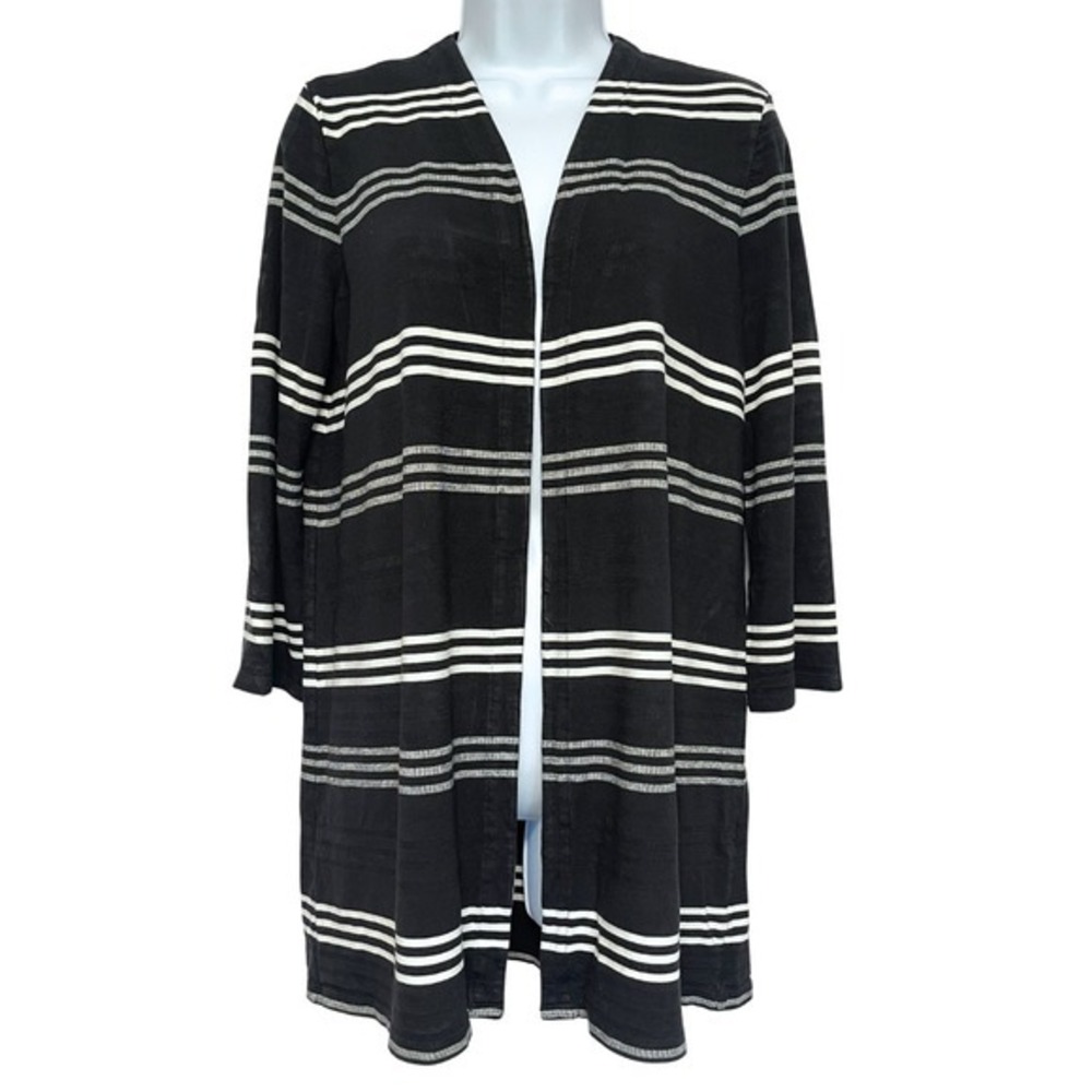 J Jill Cardigan Sweater Womens S‎ Wearever Black Stretch Jersey Knit Long Line